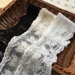 1Yard White Black Beige Flower Lace Fabric for Crafts Sewing Bridal Wedding Dress Applique Decoration 8CM Wide 5