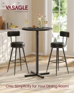 Modern Round Cocktail Table Set of 2, High Top Bar Pub Table with Metal Frame, Easy Assembly for 2-3 People, Ebony Black 2