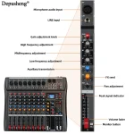 Professional Audio Mixer Depusheng DX8 8Channel Sound Board Console with Bluetooth USB PC Recording Input 48V POWER 4