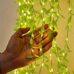 2 M 20 Light Always on Battery Box Willow Curtain Lamp Decorative Light String Imitation Leaf Wrought Iron Basket Copper Wire