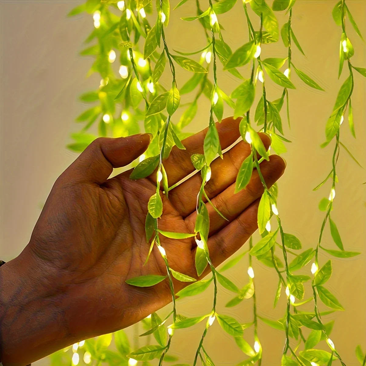 2 M 20 Light Always on Battery Box Willow Curtain Lamp Decorative Light String Imitation Leaf Wrought Iron Basket Copper Wire 2 M 20 Light Always on Battery Box Willow Curtain Lamp Decorative Light String Imitation Leaf Wrought Iron Basket Copper Wire