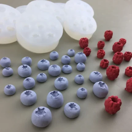 3D Simulation Fruit Candle Silicone Mold Blueberry Raspberry Shaped Fondant Mould DIY Chocolate Baking Mold Cake Decorating Tool
