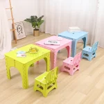 Kids Plastic Folding Table and Chairs Set Children's Home Writing Tables Outdoor Portable Foldable Desk Kindergarten Furniture 4