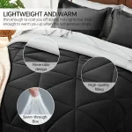 Queen Comforter Set 7 Pieces Bed in a Bag - Soft Microfiber Reversible Black Bedding for All Seasons 3