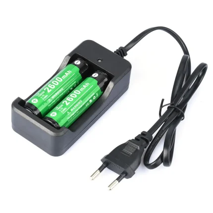 18650 Battery Charger EU Plug 2 Slots Smart Fast Charger 18650 Lithium Rechargeable Battery Charging Device DC4.2V 1A