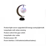Creative Night Light Moon White Ball Table Lamp Nordic Style LED Iron Night Light Romantic Warm Room Bedroom Decorative Light 6