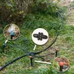 Drip Irrigation System Kit with 33Ft 1/2 Inch Tubing, 200Ft 1/4 Inch Tubing Automatic Irrigation Equipment Locked Fittings 6