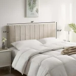 Upholstered Twin Headboard with Easy Assembly, Channel Stitch Design, Wall Mounted and Soundproof Panels in Beige 2