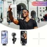 Wireless Lavalier Microphone With Windproof Cover Audio Video Recording Mini Mic For iPhone Android Mobile Phone Microphone 3