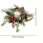 Gorgeous Holiday Candle Holder with Stunning Floral Wreath Perfect for Christmas Decorations and Table Centerpieces 2