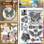 Retro Punk Style Clear Stamps Gears Transparent Seals for DIY Scrapbooking Photo Album Decoration 4.3x6.3 inch