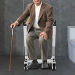 Manual Hand Commode Chair 220.46 lbs Crank Shifting Caregiver Mobility Aid Patient Lift Transfer Machine Seat Elderly Disabled 4