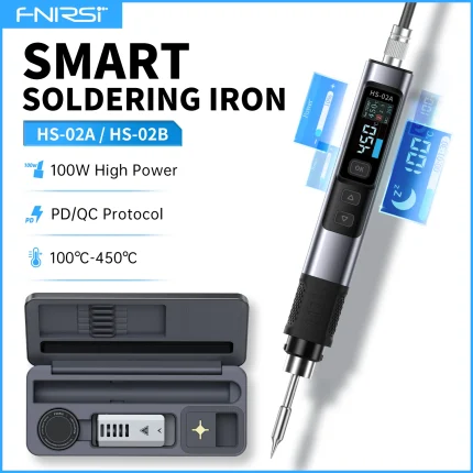 FNIRSI HS-02 Adjustable Temperature Soldering Iron DC 20V 100-450℃ Welding Solder Rework Station PD 100W Portable Repair Tool