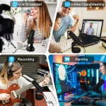 Haomuren USB Microphone for PC Mac Gaming Recording Stream Podcast, Computer Condenser Mic with Phone Adapter Headphone Output 5