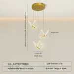 Nordic Butterfly Restaurant Pendant Light, Bedside Indoor Living Room Bedroom Dining Room Kitchen Decoration LED Lighting 2