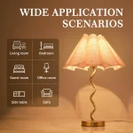 Gold Modern Table Lamp, Scalloped Pleated Desk Lamps Wavy Lamp for Bedside, Bow Table Lamps for Kitchen Counter, Nightstand Deco 2