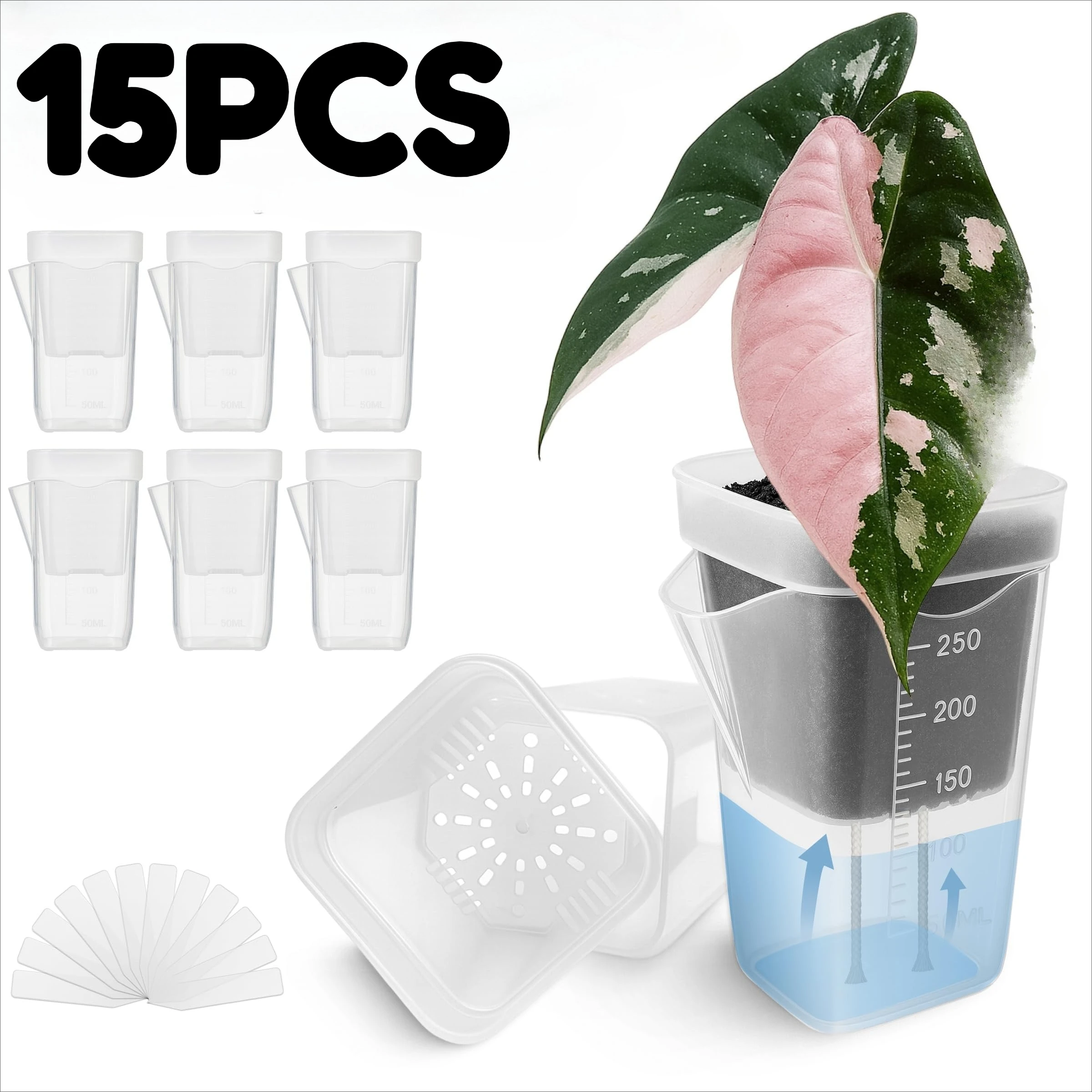 15pcs Self Watering Plant Pots Mini Seedlings Pots Flowerpot Translucent Plastic Planters Plant Propagation Pot with Reservoir 15pcs Self Watering Plant Pots Mini Seedlings Pots Flowerpot Translucent Plastic Planters Plant Propagation Pot with Reservoir