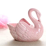 White Pink Blue Swan Ceramic Ornaments Decoration Desktop Storage Box Tealight Candles Holder Flower Pot Home Decor Furnishings 6