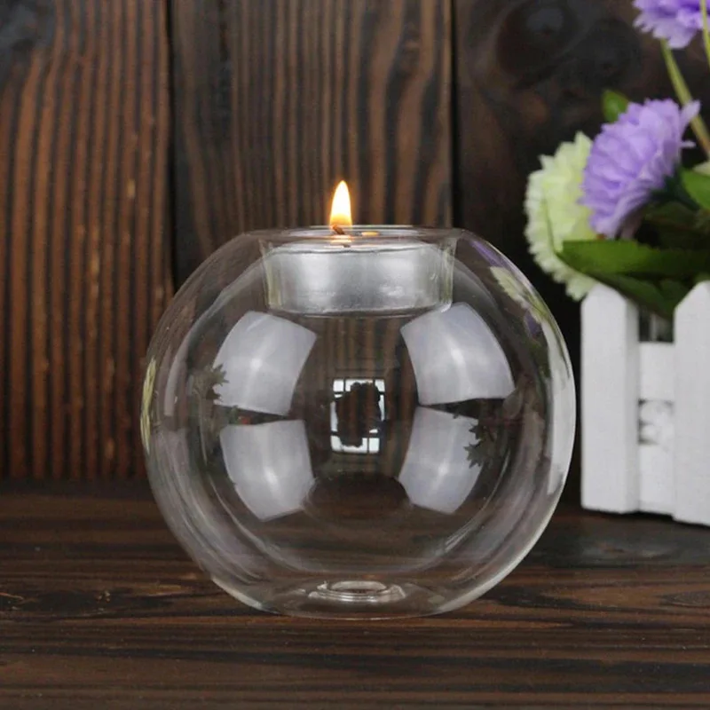 European Style Round Glass Candle Holder for Christmas, Wedding & Table Centerpiece Decor European Style Round Glass Candle Holder for Christmas, Wedding & Table Centerpiece Decor