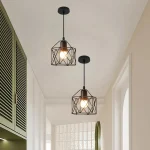 Modern LED Pendant Light Iron Gold Black Minimalist Metal Cage Pendant Lamp Living Room Restaurant Shop Bar Fixture Decoration 5