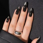24pcs Glossy Black Fake Nails Set Press On Nail Tips Solid Color Long Stiletto Removable Artificial Nails Decoration Nail Art 4