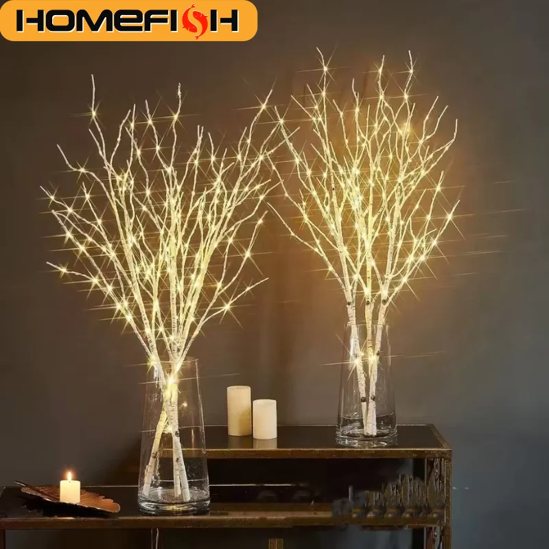 HOMEFISH 1 PC White Birch Branch LED Festive Lights Battery Operated for Christmas Party Wedding Outdoor Decoration Twig Lights HOMEFISH 1 PC White Birch Branch LED Festive Lights Battery Operated for Christmas Party Wedding Outdoor Decoration Twig Lights