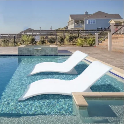 Custom Outdoor Waterproof Fiberglass Frp Swimming Pool Ledge Chaise Lounge Chair in Pool Water Beach Sun Lounger for Pool Side