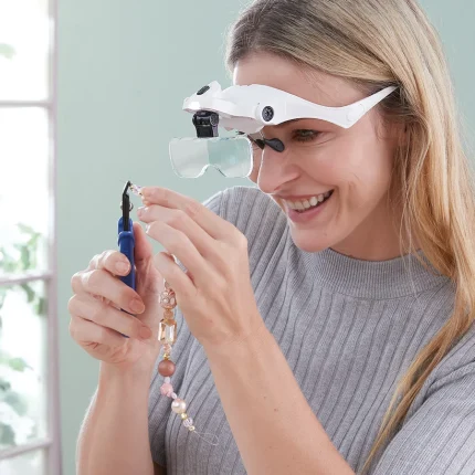 Magnifying Glasses Reading Jeweler Watch Illuminated Magnifier 5 Lens 2 Led Lights Adjustable Headband Eye Loupe Magnifier