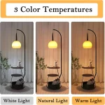 Modern Orange Floor Lamp for Living Room,Mid Century Tall Lamps with Tea Table & Storage Bucket,Fishing Standing Lamp 3