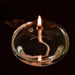 Handcrafted Flat Transparent Glass Candle Holder Oil Lamp，With a light core，Can be used as table candles，Christmas home decor at 3