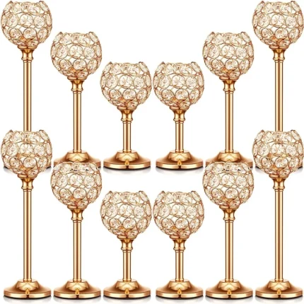 1 Pcs Crystal Candle Holders Bulk, Shiny Candlestick Holder for Wedding Halloween, Christmas, Birthday Party Holiday,Home Decor