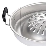 Barbecue Grill Pot Steak Grill Charcoal Pan Multifunctional Aluminum Barbecue Grill Hot Pot for Family Gathering Outdoor Picnics 6