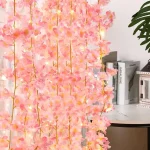 2M 20LEDs Cherry Blossom String Light Garland Artificial Flower Vines Fairy Lights for Bedroom Wedding Party Holiday Decoration 2