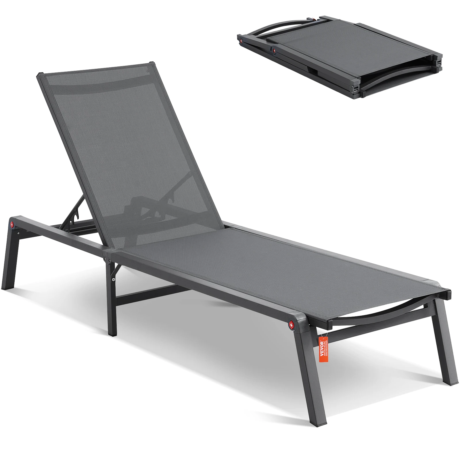 SucceBuy Chaise Lounge Chair Outdoor Aluminum Patio LoungeFolding Pool Lounge Recliner Full Flat for Patio Beach Pool Dark Grey SucceBuy Chaise Lounge Chair Outdoor Aluminum Patio LoungeFolding Pool Lounge Recliner Full Flat for Patio Beach Pool Dark Grey