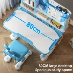 2Pcs/Set Kids Study Desk Chair Set Height Adjustable Children School Study Table Chair Set Ergonomic Desk Chair with Book Stand 4
