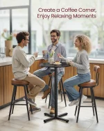 Modern Round Cocktail Table Set of 2, High Top Bar Pub Table with Metal Frame, Easy Assembly for 2-3 People, Ebony Black 6