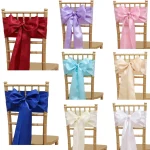 17x275cm Big Bow Chair Cover Silk Satin Chair Sashes Ribbon Bowknot Chair Decoration For Wedding Party Baby Shower Event Decor
