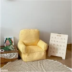 Single Children's Sofa INS Bean Bag Plaid Canvas Mini Chair Kindergarten Seat Early Education Institution Baby Furniture Gift