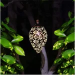 Outdoor Water Drop Shaped Solar Projection Light Waterproof Hollowed-out For Garden Patio Stair Fence Street Landscape Balcony O 3