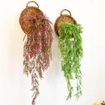 Hand Made Wicker Rattan Flower Planter Wall Hanging Wicker Rattam Basket Garden Vine Pot Plants Holder Garden Pots Wall Planter 2