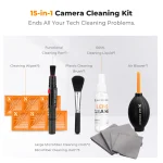 K&F CONCEPT Camera Lens Cleaning Kit with Camera Blower Glasses Wipes Cloth Cleaning Liquid Cleaning Pen for Camera Lens Phone 2