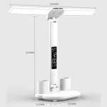 LED Table Lamp Double-Headed USB Chargeable Dimmable Desk Lamp with Calendar Clock Foldable Eye Protection Reading Night Light 6