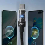 240w Nylon USB Type C Super Fast Charging Cable  Led Digital Display Usb C Charger Data Cord For Samsung Xiaomi Huawei Honor New 6