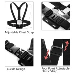 Chest Harness Mount Adjustable Chest Strap Belt with J Hook for GoPro Hero 13 12 11 10 9 8 7 AKASO SJCAM DJI OSMO Action Camera 4