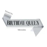Birthday Queen Sash for Girl Women 20th 30th 40th 50th 60th Happy Birthday Party Decoration Supplies Glitter Satin Birthday Sash 3