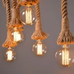 Vintage 1/2/3/4m long Hemp Rope Retro Loft Single Head Double Heads Industrial light Hanging Lamp Pendant Light Edison Lamp 5