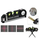 Laser Level Line Tool Multipurpose Laser Level Kit Standard Cross Line Lase 8 Feet Measure Tape Ruler With Metal Tripod Stand 5