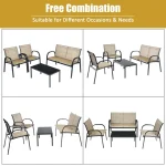 4PCS Patio Conversation Furniture Set All-Weather Garden Outdoor Brown 3