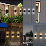 Solar Wall Lamp Outdoor Waterproof Solar Powered Up/Down Lighting for Garden Yard Home Exterior Decoration IP65 Solar Path Light 6