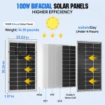 ECO-WORTHY Bifacial 100 Watt 12 Volt Solar Panel Monocrystalline Rigid High-Efficiency PV Module Power Charger for Sunsheds,Rvs 5